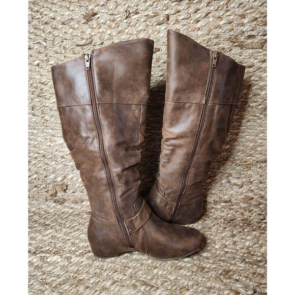 Baretraps Wide Calf Sanova 2 Knee-High Brown Leather Fashion Boots Size 6 M - Picture 7 of 11